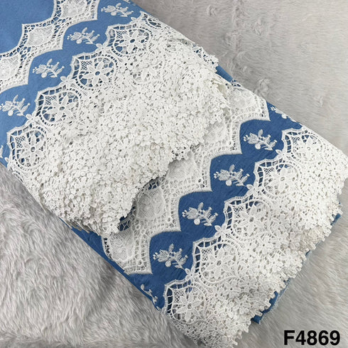 Lace Work Denim Cotton Fabric- F4869